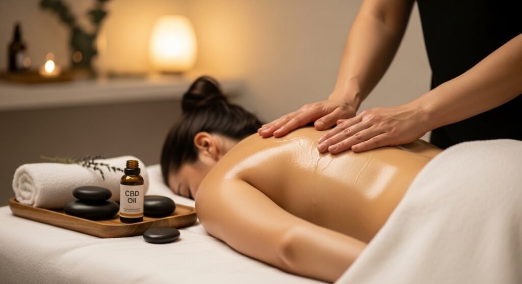 Massage avec huile de massage au CBD