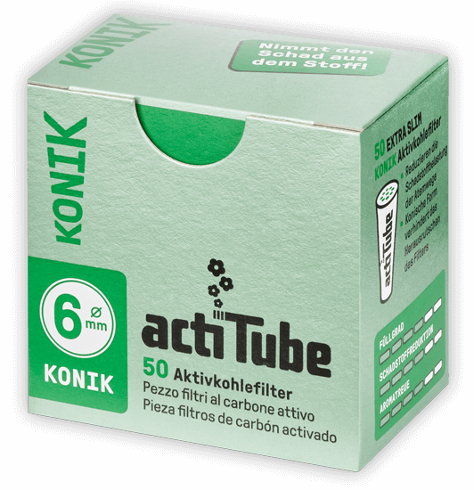 Boîte de 50 filtres à charbon actif Actitube Konik 6 mm