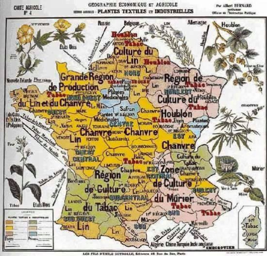 carte agricole du chanvre en France