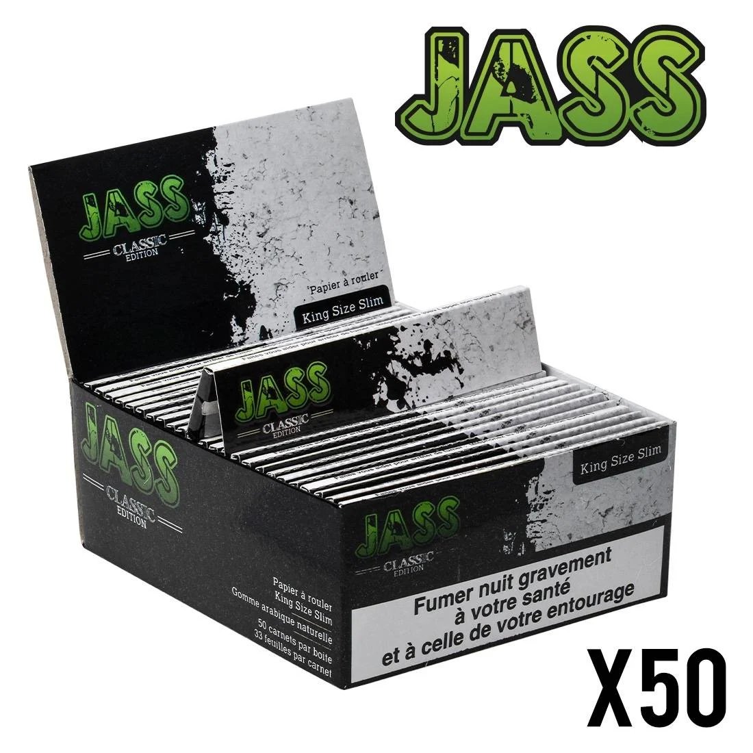 Boîte de 50 carnets de feuilles à rouler JASS Slim