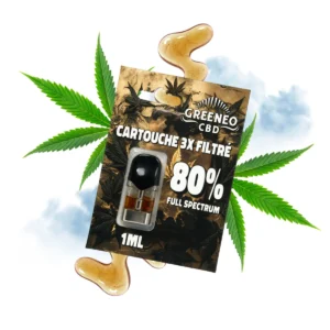 Cartouche de recharge pour pen CBD 3x Filtré 1 ml Greeneo, 80 % de cannabinoïdes