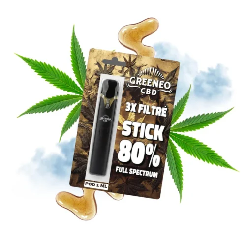 Pen CBD 3x Filtré 80 % Vape pen CBD rechargeable 3x Filtré 80 % Greeneo, stick pré-rempli 1 ml